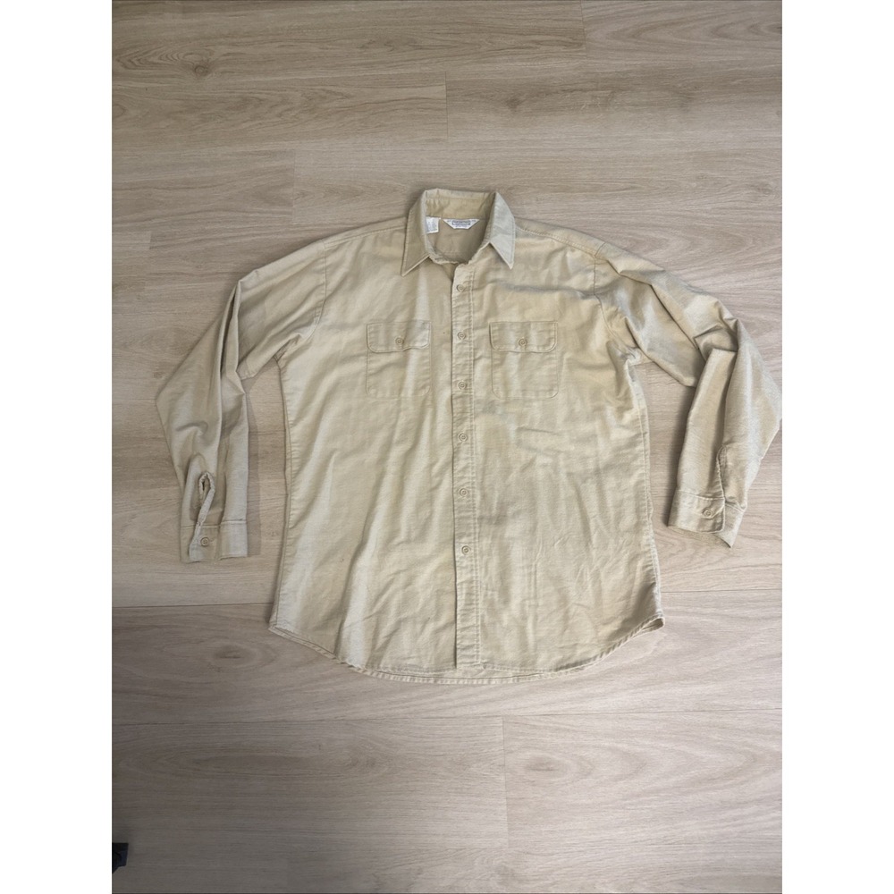 VTG Five Brother Men's XL Tallman Long Sleeve Khaki Tan  Button Up Made In USA